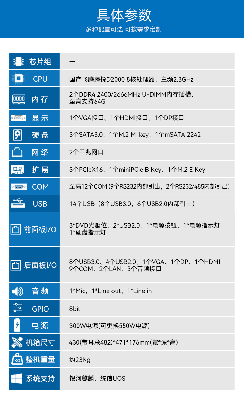 国产4U信创工控机,飞腾腾锐D2000八核处理器,5G国产CPU电脑,DT-610X-TD2KMB.jpg